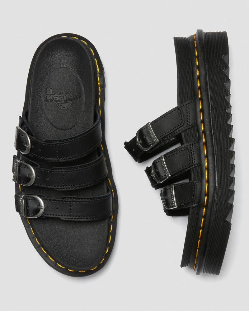 Dr Martens Blaire Læder Plateau Sandaler Dame Sort | DK 308JPQ